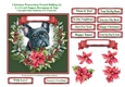 Christmas Poinsettias Watercolour French Bulldog (2) Puppy Dog - 6 x 6 Card Topper With Decoupage & Tags