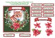 Christmas Poinsettias Watercolour Ginger & White Tabby Cat - 6 x 6 Card Topper With Decoupage & Tags
