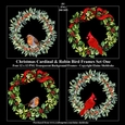 Christmas Cardinal & Robin Wreath Frames x 4 PNG