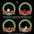 Christmas Snowy Owls, Cardinal & Robin Wreath Frames x 4 PNG