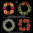 Christmas Floral Wreath Frames Set One x 4 PNG