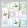 Three A Little Bird Told Me Bluetit & Forget-me-not Open Book Card Kits With Plate Stands & Decoupage
