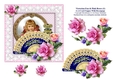 Victorian Fan & Pink Roses (1) - 6 x 6 Card Topper With Decoupage