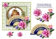 Victorian Fan & Pink Roses (2) - 6 x 6 Card Topper With Decoupage