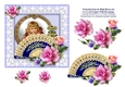 Victorian Fan & Pink Roses (3) - 6 x 6 Card Topper With Decoupage