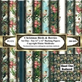 Christmas Birds & Berries - Ten 12 x 12 Sheets of Backing Paper