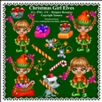 Christmas Girl Elves Clipart - Set One - CU - PNG Clipart - Digital Designer Resource Kit