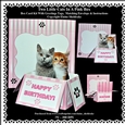 Two Little Kittens In A Pink Box - Box Card Kit With Greetings Tags, Instructions And Matching Envelope