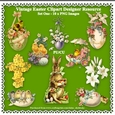 Vintage Easter Clipart - Set One - Designers Resource - 10 x PNG Images