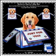 Golden Retriever In A Blue Box - Box Card Kit With Greetings Tags, Instructions And Matching Envelope