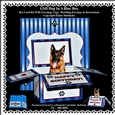GSD Dog In A Blue Box - Box Card Kit With Greetings Tags, Instructions And Matching Envelope