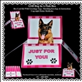 GSD Dog In A Pink Box - Box Card Kit With Greetings Tags, Instructions And Matching Envelope