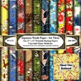 Japanese Washi Paper  - Set Three - Ten Sheets Of 12 x 12 Printable Papers