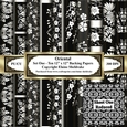 Oriental Black And White - Set One - Ten 12 x 12 Printable Backing Paper Set