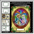 Stained Glass Nativity - 5 x 7 Printable Card Kit With Decoupage,Insert,Envelope,Gift Card & Greetings Tags in Ten Languages