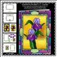 5 x 7 Stained Glass Iris Flowers Stained Glass - 5 x 7 Printable Card Kit With Decoupage,Insert,Envelope,Gift Card