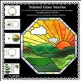 Stained Glass Art Deco Sunrise - 6 x 6 Printable Card Kit With decoupage, Insert, Envelope,Tags & Gift Card