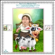Daisy Cow & Milkmaid Wishes - Printable 5 x 7 Mini Card Kit With Decoupage, Insert & Tags