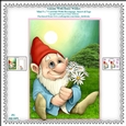 Gnome With Daisy Wishes - Printable 5 x 7 Mini Card Kit With Decoupage, Insert and Tags