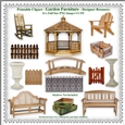 Printable Clipart - Garden Furniture - 14 x PNG Full Size Images - Designer Resource - CU/PU