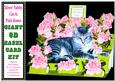 Silver Tabby Cat & Pink Roses - 3D A4 Giant Easel Card Kit