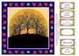 8 Inch Autumn Trees Sunrise Sunset on Blue + 6 Sentiments
