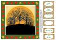 8 Inch Autumn Trees Sunrise Sunset on Green + 6 Sentiments