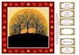 8 Inch Autumn Trees Sunrise Sunset on Red + 6 Sentiments