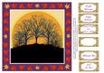 8 Inch Autumn Trees Sunrise Sunset on Purple + 6 Sentiments