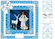 8 x 8 Inch Blue Snow Queen and Reindeer Vintage Style Lace