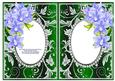 Blue Orchids with Green & Silver Diamonds Double Frames