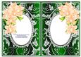 Peach Orchids with Green & Silver Diamonds Double Frames