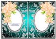 Peach Orchids with Jade & Silver Diamonds Double Frames