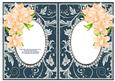Peach Orchids with Teal & Silver Diamonds Double Frames