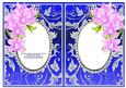 Pink Orchids with Blue & Diamonds Double Frames