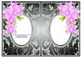 Pink Orchids with Gunmetal & Diamonds Double Frames