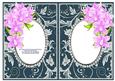 Pink Orchids with Teal & Diamonds Double Frames