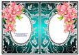 Red Orchids with Jade & Silver Diamonds Double Frames