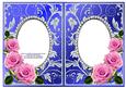 Pink Roses with Blue & Diamonds Double Frames