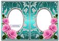 Pink Roses on Jade with Diamonds Double Frames