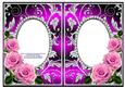 Pink Roses on Purple with Diamonds Double Frames