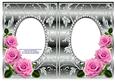 Pink Roses on Silver with Diamonds Double Frames