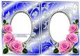 Pink Roses on Silver Blue with Diamonds Double Frames