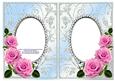 Pink Roses on Sky Blue with Diamonds Double Frames