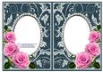 Pink Roses on Teal with Diamonds Double Frames