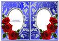 Red Roses on Blue with Silver Diamonds Double Frames