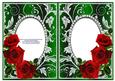 Red Roses on Green with Silver Diamonds Double Frames