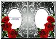 Red Roses on Gunmetal with Silver Diamonds Double Frames