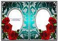 Red Roses on Jade with Silver Diamonds Double Frames