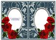 Red Roses on Teal with Silver Diamonds Double Frames
